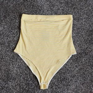 FOREVER 21 YELLOW STRIPE BODYSUIT